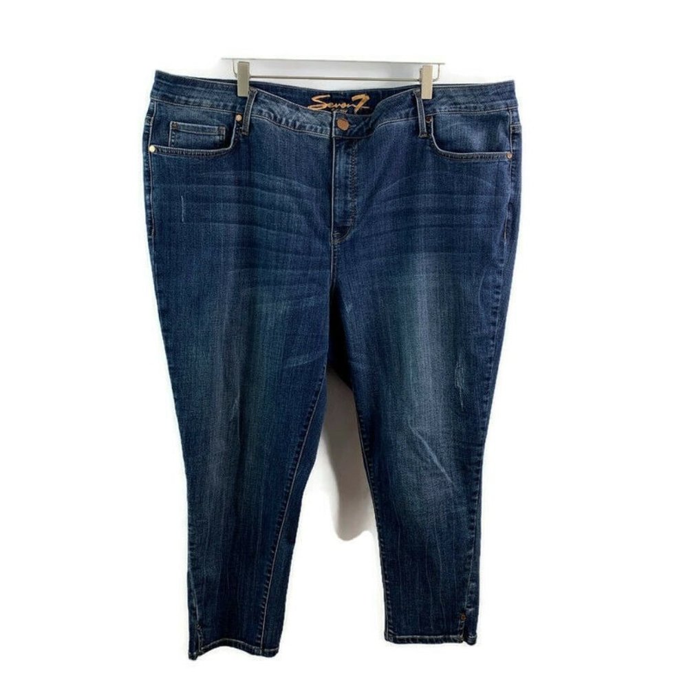 Seven7 Hollywood Skinny Blue Stretch Denim Mid Rise 5-Pocket Size 24W